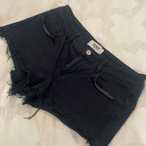 PINK Victoria’s Secret low-rise faded black denim shorts
